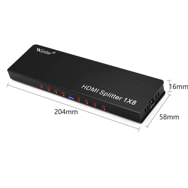 Wiistar HDMI Splitter 1 in 8 Out 4K@30Hz 8 Port HDMI Audio Video Distribute Splitter 1x8 Support HD 1.4V 1080P 3D for Xbox PS3/4 Roku Blu-Ray Player TV - Image 4